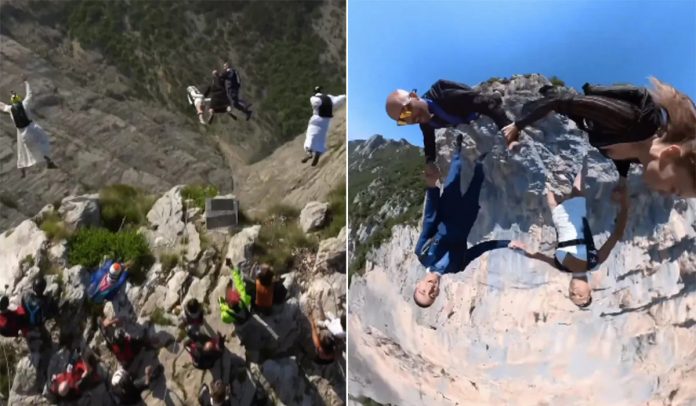 Bride And Groom Jumped From Mountain With Wedding Guests